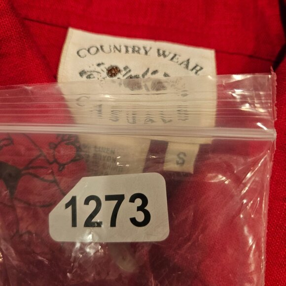 Country Wear Linen midi tank dress blouse set Womens S Red prairie beachy shell - Picture 13 of 13